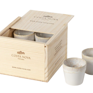 Dřevěný box s 8 bílými šálky na lungo COSTA NOVA GRESPRESSO 0