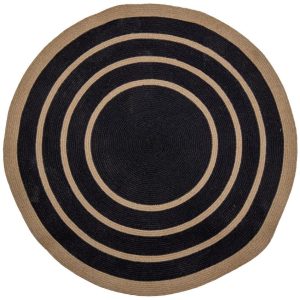 Černý jutový koberec Bloomingville Lune 120 cm  - průměr120 cm- koberec Juta
