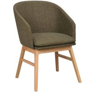 Zelená látková jídelní židle ROWICO WINDHAM  - Výška80 cm- Šířka 57 cm