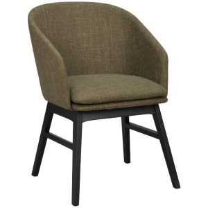 Zelená látková jídelní židle ROWICO WINDHAM s černou podnoží  - Výška80 cm- Šířka 57 cm