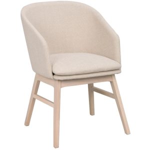 Béžová látková jídelní židle ROWICO WINDHAM se světlou podnoží  - Výška80 cm- Šířka 57 cm