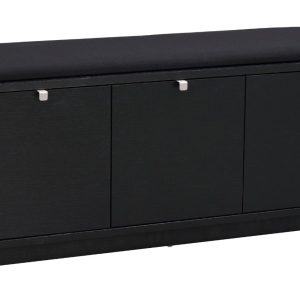 Černá dubová lavice ROWICO CONFETTI II. 106 cm s úložným prostorem  - Výška45 cm- Šířka 106 cm