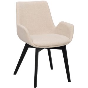 Béžová látková jídelní židle ROWICO DRIMSDALE s černou podnoží  - Výška81 cm- Šířka 59 cm
