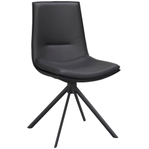 Černá kožená otočná jídelní židle ROWICO LOWELL  - Výška86 cm- Šířka 46 cm