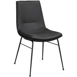 Černá kožená jídelní židle ROWICO LOWEL  - Výška86 cm- Šířka 46 cm