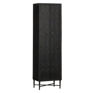 Hoorns Černá borovicová šatní skříň Morten 210 x 60 cm  - Výška210 cm- Šířka 60 cm