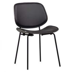 Hoorns Černá koženková jídelní židle Clome  - Výška80 cm- Šířka 49 cm
