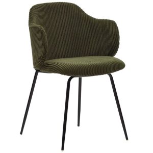 Tmavě zelená manšestrová jídelní židle Kave Home Yunia  - Výška81 cm- Šířka 56 cm