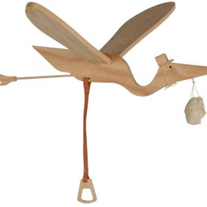 Dřevěná závěsná dekorace letící čáp Quax Stork 107 x 95 cm  - Výška18 cm- Šířka 95 cm