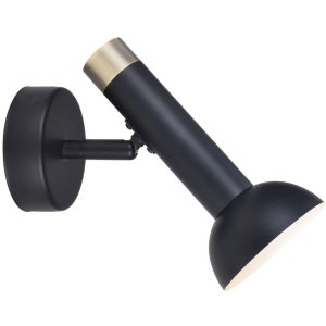 Černé kovové nástěnné světlo Halo Design Torch  - Výška16 cm- Délka napájecího kabelu 200 cm