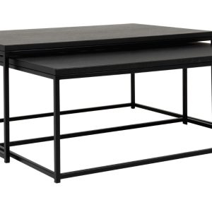 Set dvou matně černých konferenčních stolků Tenzo Lipp 100/95 x 60/50 cm  - výška42/37 cm- šířka 100/95 cm