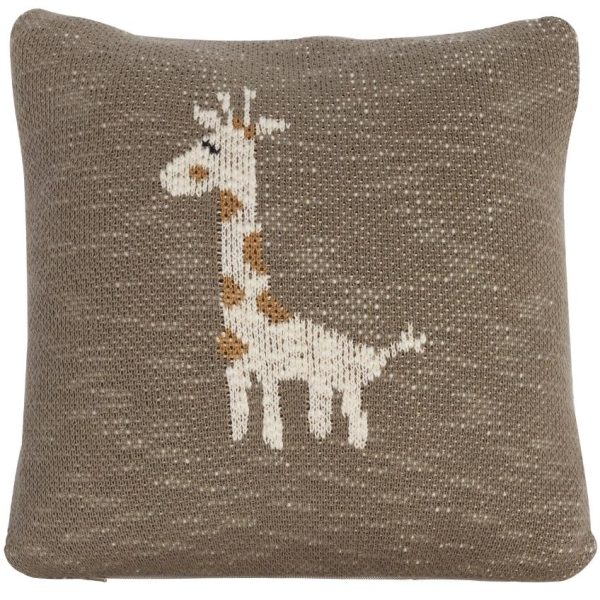 Hnědý bavlněný dětský polštář Quax Giraffe 30 x 30 cm  - Šířka30 cm- Hloubka 30 cm