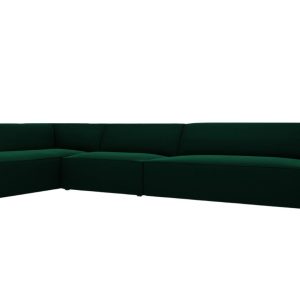 Zelená sametová rohová pohovka MICADONI Ruby 366 cm