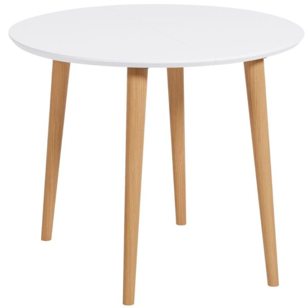 Bílý lakovaný rozkládací jídelní stůl Kave Home Oqui 90-170 x 90 cm  - Výška75 cm- Šířka 90-170 cm