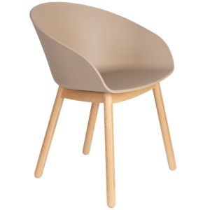 Béžová plastová jídelní židle Banne Void s dubovou podnoží  - Výška73