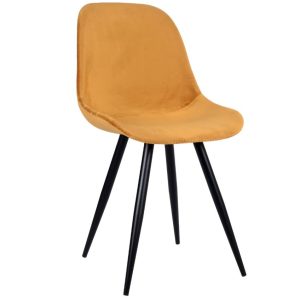 Okrově žlutá sametová jídelní židle LABEL51 Capri  - Výška88 cm- Šířka 46 cm