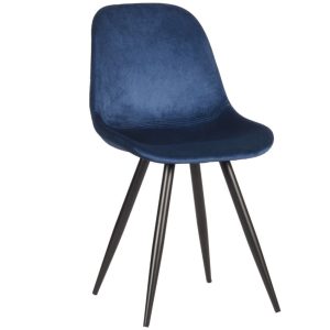 Modrá sametová jídelní židle LABEL51 Capri  - Výška88 cm- Šířka 46 cm