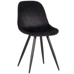 Černá sametová jídelní židle LABEL51 Capri  - Výška88 cm- Šířka 46 cm