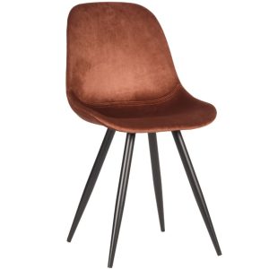 Hnědá sametová jídelní židle LABEL51 Capri  - Výška88 cm- Šířka 46 cm