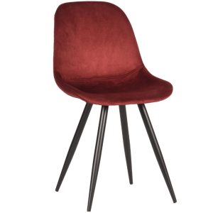 Vínově červená sametová jídelní židle LABEL51 Capri  - Výška88 cm- Šířka 46 cm