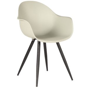 Krémově bílá plastová jídelní židle LABEL51 Luca  - Výška85 cm- Šířka 58 cm