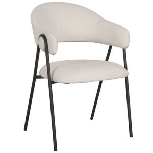 Bílá látková jídelní židle LABEL51 Lowen  - Výška84 cm- Šířka 58 cm