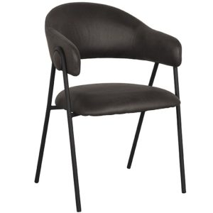 Antracitově šedá koženková jídelní židle LABEL51 Lowen  - Výška84 cm- Šířka 58 cm