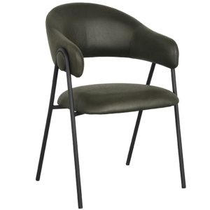 Tmavě zelená koženková jídelní židle LABEL51 Lowen  - Výška84 cm- Šířka 58 cm