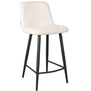 Bílá látková barová židle LABEL51 Jep 65 cm  - Výška94 cm- Šířka 45 cm