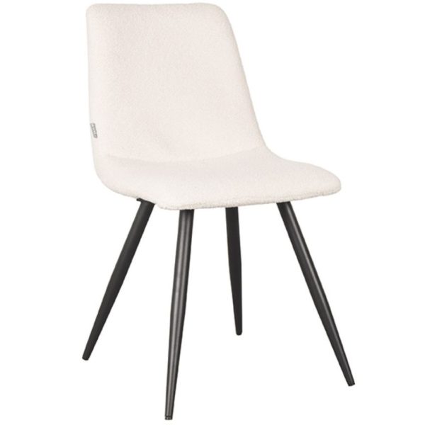 Bílá látková jídelní židle LABEL51 Jep  - Výška85 cm- Šířka 45 cm