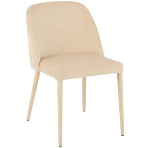 Béžová sametová jídelní židle J-line Lotty  - výška80 cm- šířka 58 cm