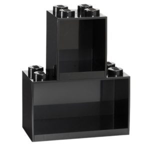 Set dvou černých nástěnných polic LEGO® Brick  - Výška polic21/21 cm- Šířka polic 16/32 cm
