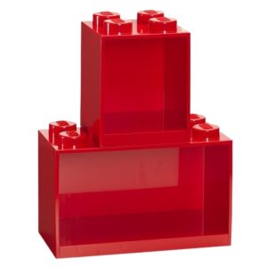Set dvou červených nástěnných polic LEGO® Brick  - Výška polic21/21 cm- Šířka polic 16/32 cm
