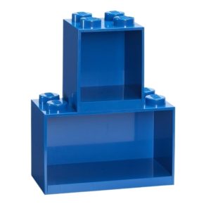 Set dvou modrých nástěnných polic LEGO® Brick  - Výška polic21/21 cm- Šířka polic 16/32 cm