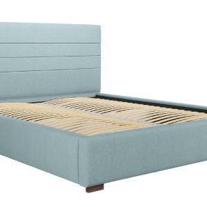Světle modrá látková postel MICADONI Aranda 140 x 200 cm  - Šířka158 cm- Výška 106 cm
