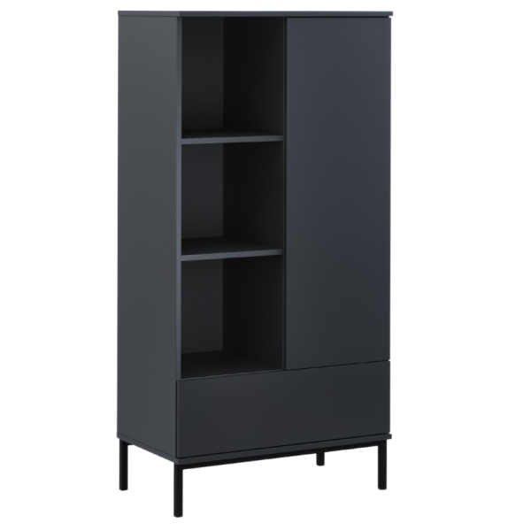 Černá lakovaná knihovna MICADONI QUERY 140 x 70 cm  - Šířka70 cm- Hloubka 41 cm