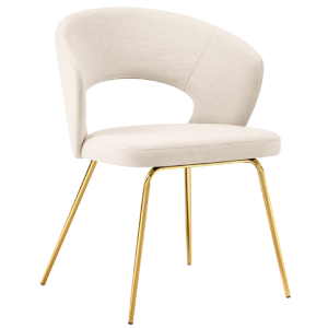 Světle béžová látková jídelní židle MICADONI WEDI se zlatou podnoží  - Výška80 cm- Šířka 56 cm