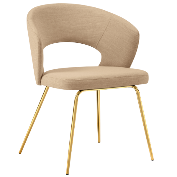 Béžová látková jídelní židle MICADONI WEDI se zlatou podnoží  - Výška80 cm- Šířka 56 cm