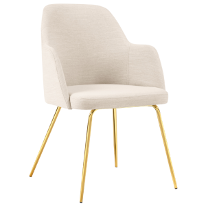 Světle béžová látková jídelní židle MICADONI CHAYA se zlatou podnoží  - Výška85 cm- Šířka 59 cm