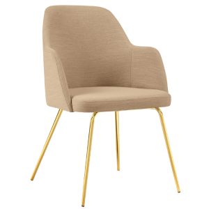 Béžová látková jídelní židle MICADONI CHAYA se zlatou podnoží  - Výška85 cm- Šířka 59 cm
