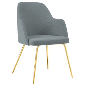 Modro šedá látková jídelní židle MICADONI CHAYA se zlatou podnoží  - Výška85 cm- Šířka 59 cm
