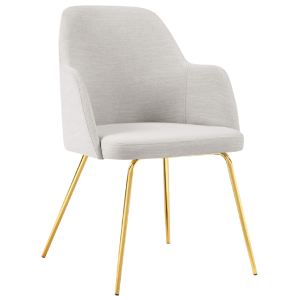 Světle šedá látková jídelní židle MICADONI CHAYA se zlatou podnoží  - Výška85 cm- Šířka 59 cm