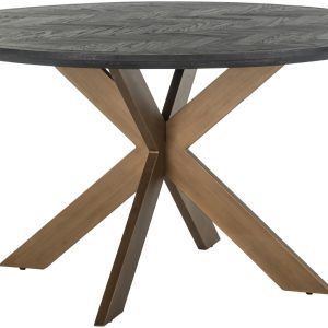Černo mosazný dubový jídelní stůl Richmond Blackbone 140 cm  - výška76 cm- průměr 140 cm