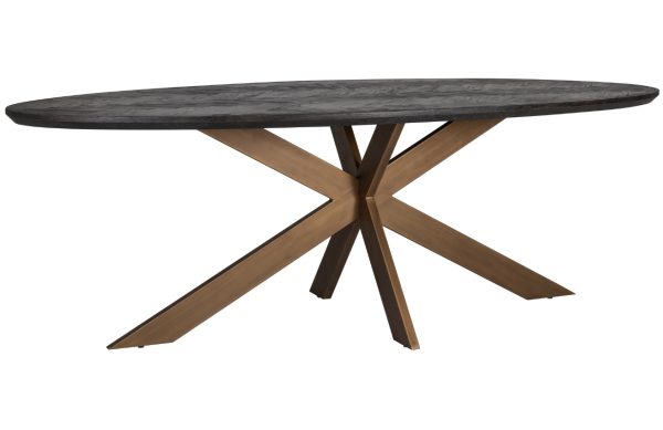 Černo mosazný dubový jídelní stůl Richmond Blackbone 230 x 100 cm  - výška76
