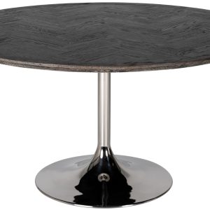 Černo stříbrný dubový jídelní stůl Richmond Blackbone 140 cm  - výška75 cm- průměr 140 cm