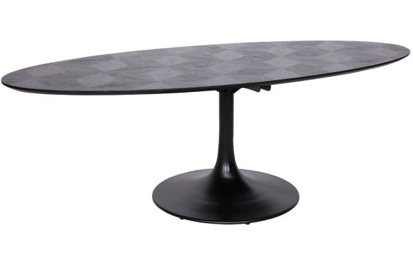 Černý dubový oválný jídelní stůl Richmond Blax 250 x 120 cm  - výška76 cm- šířka 250 cm