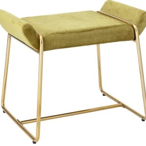 Zeleno žlutá sametová stolička Bloomingville Megan 60 x 36 cm  - výška50 cm- šířka 60 cm