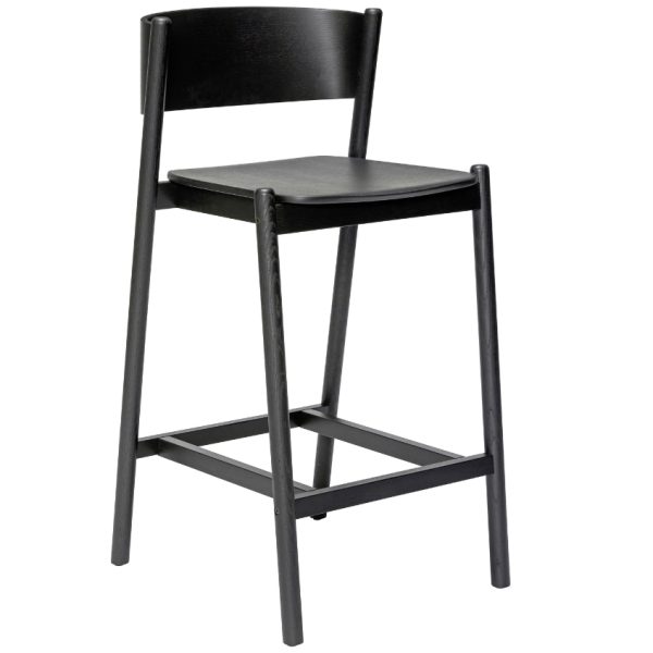 Černá dubová barová židle Hübsch Oblique 103 cm  - výška103 cm- šířka 50 cm