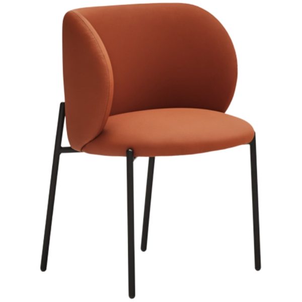 Cihlově červená koženková jídelní židle Teulat Mogi  - Výška81 cm- Šířka 41 cm
