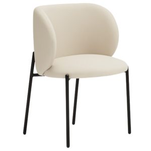 Béžová koženková jídelní židle Teulat Mogi  - Výška81 cm- Šířka 41 cm